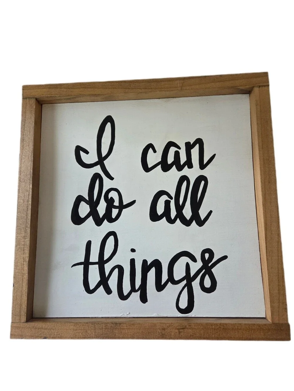 Rustic Wood Framed Inspirational Wall Sign - White & Black